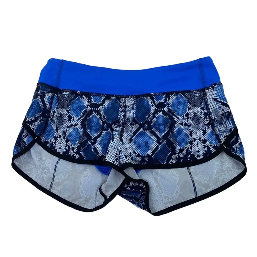 Lululemon Speed Short Mini Ziggy Snake Caspian Blue Pipe Dream Size 6‎